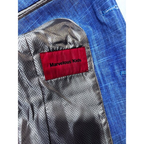 Marvelous Kids Boys Suit Set 3-Piece With Jacket Vest & Pants Size 6 Blue Plaid - Picture 7 of 15